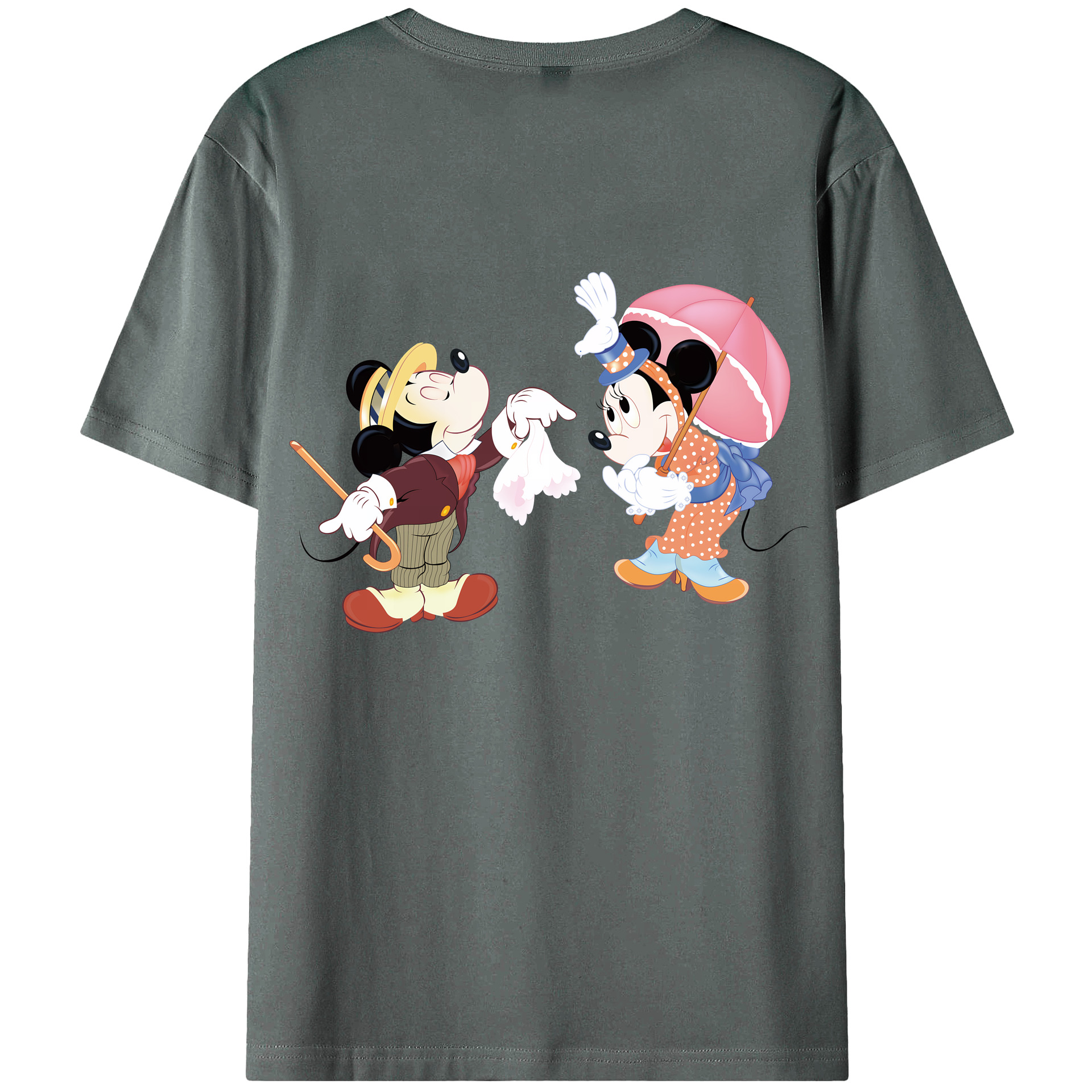 （画像用） ミッキーマウス Mickey Mouse 綿100％ メンズ半袖Tシャツ（バックプリント） 通気性